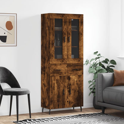 vidaXL Highboard Smoked Oak 69,5x34x180 cm Engineered Wood