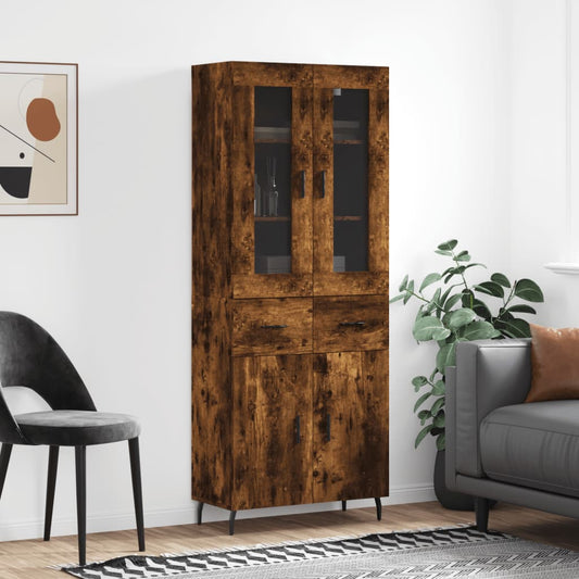 vidaXL Highboard Smoked Oak 69,5x34x180 cm Engineered Wood