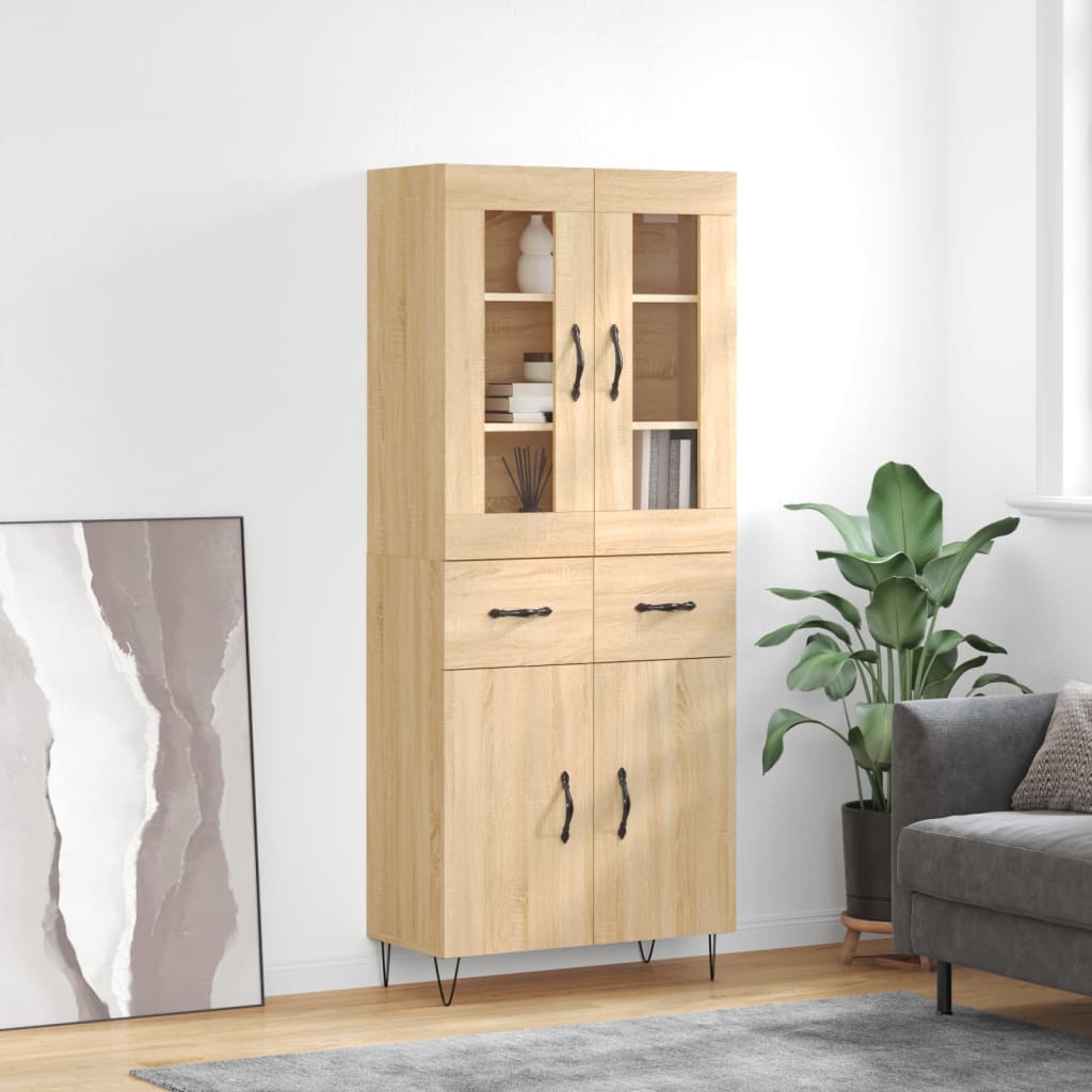 vidaXL Highboard Sonoma Oak 69.5x34x180 cm Engineered Wood