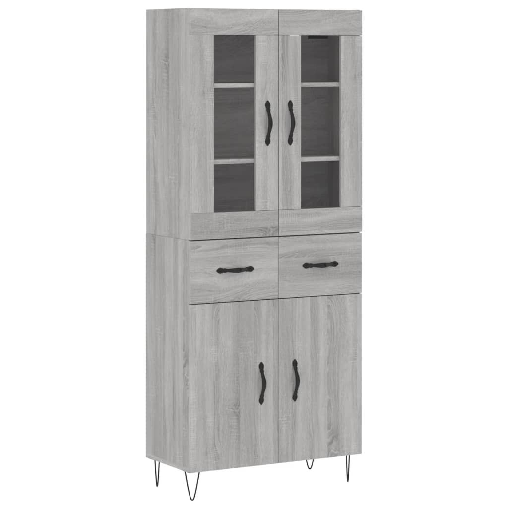 vidaXL Highboard Grey Sonoma 69,5x34x180 cm Engineered Wood