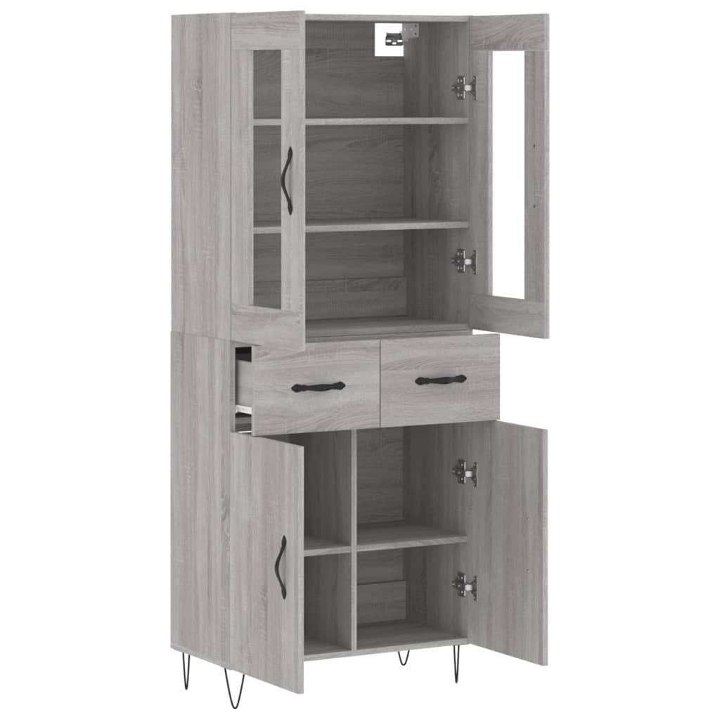 vidaXL Highboard Grey Sonoma 69,5x34x180 cm Engineered Wood