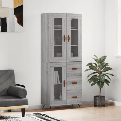 vidaXL Highboard Grey Sonoma 69.5x34x180 cm Engineered Wood