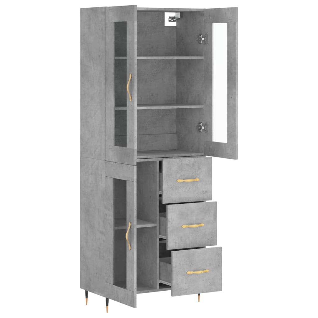vidaXL Highboard Concrete Grey 69,5x34x180 cm Engineered Wood