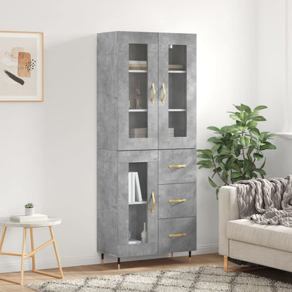 vidaXL Highboard Concrete Grey 69,5x34x180 cm Engineered Wood
