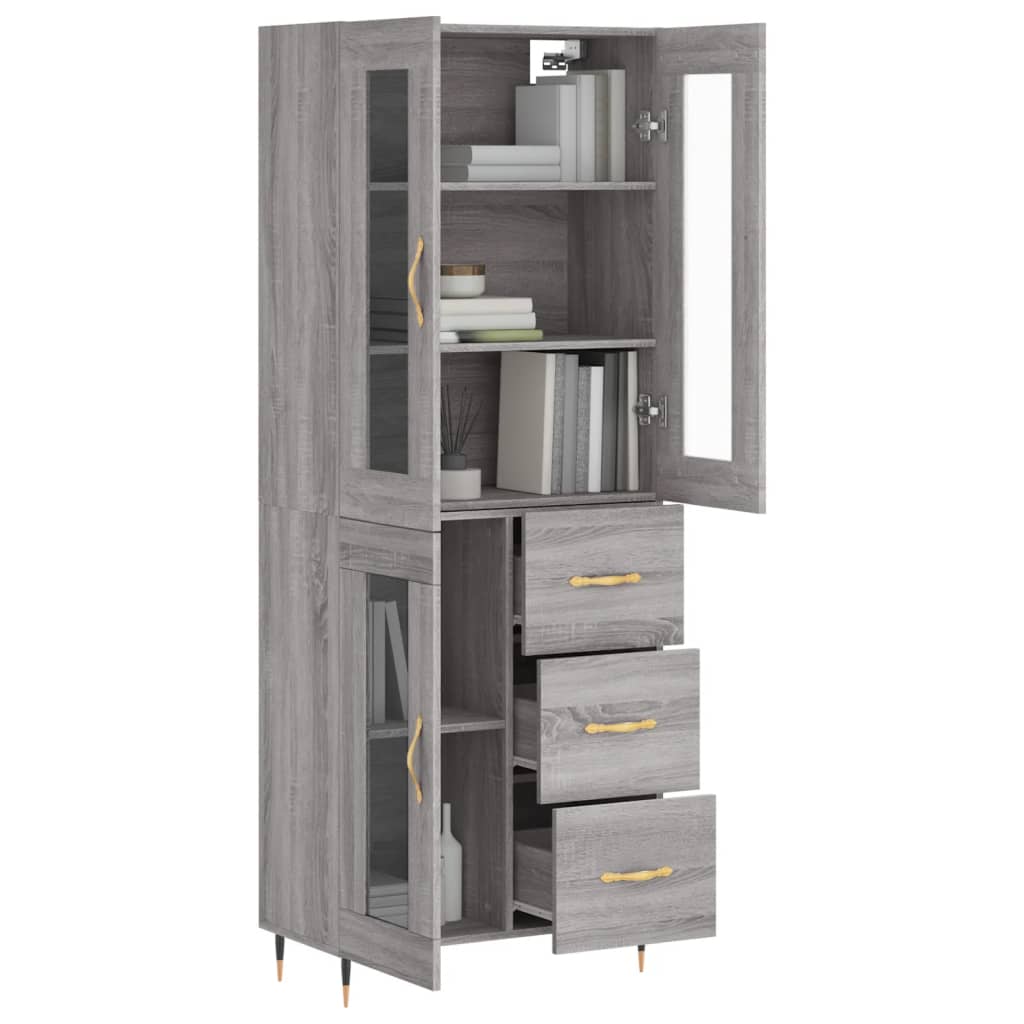 vidaXL Highboard Grey Sonoma 69,5x34x180 cm Engineered Wood