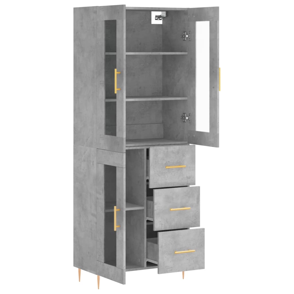 vidaXL Highboard Concrete Grey 69.5x34x180 cm Engineered Wood