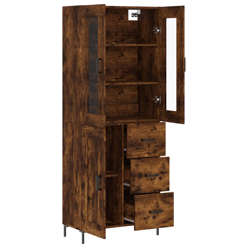 vidaXL Highboard Smoked Oak 69.5x34x180 cm Engineered Wood