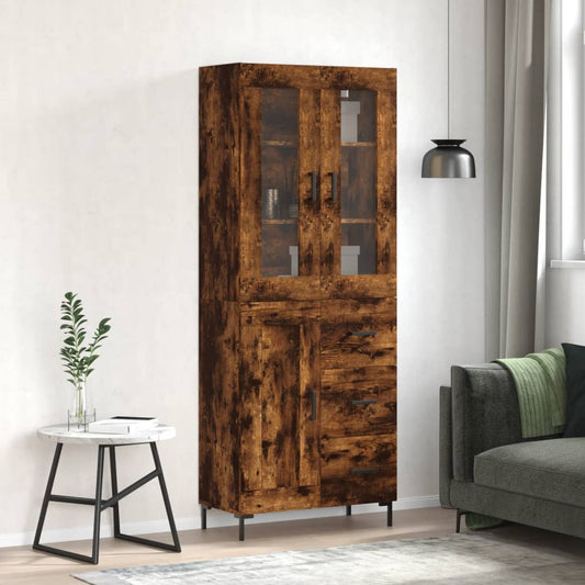 vidaXL Highboard Smoked Oak 69.5x34x180 cm Engineered Wood