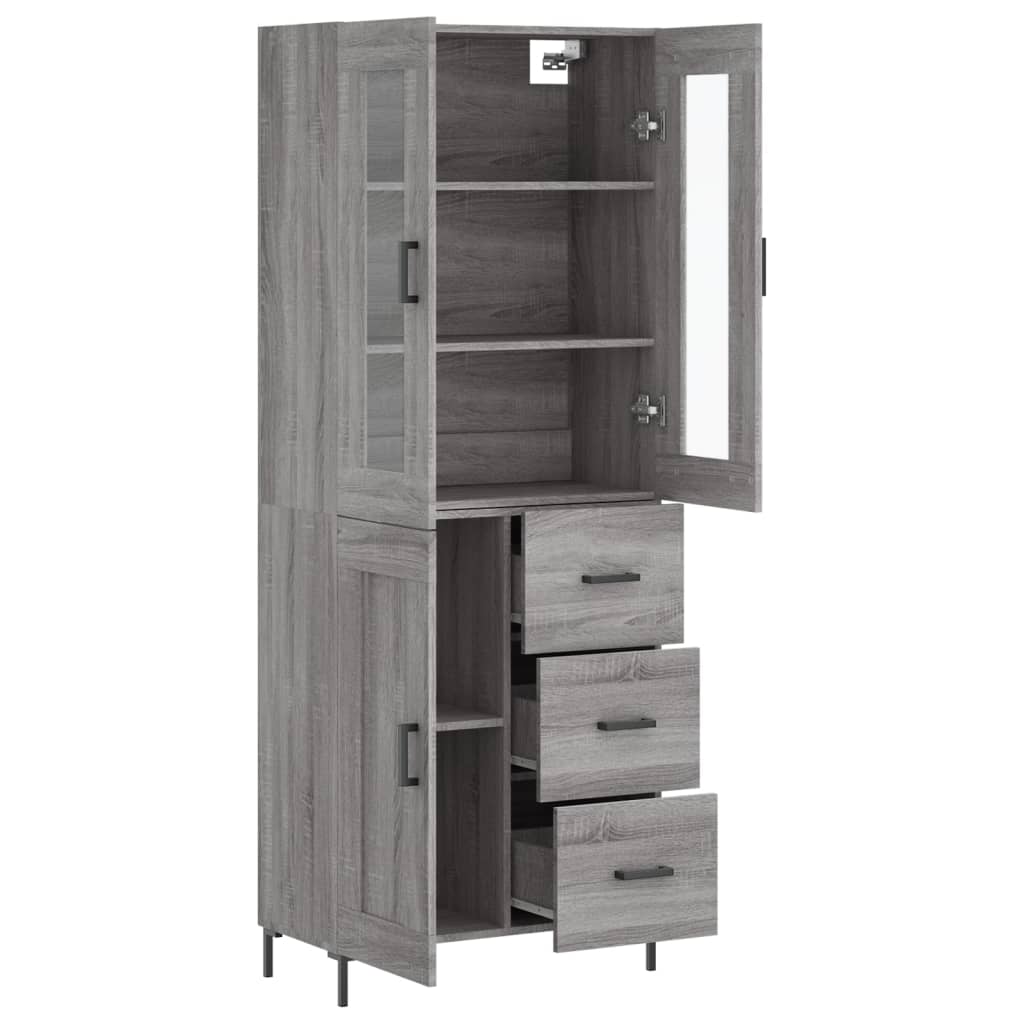 vidaXL Highboard Grey Sonoma 69,5x34x180 cm Engineered Wood