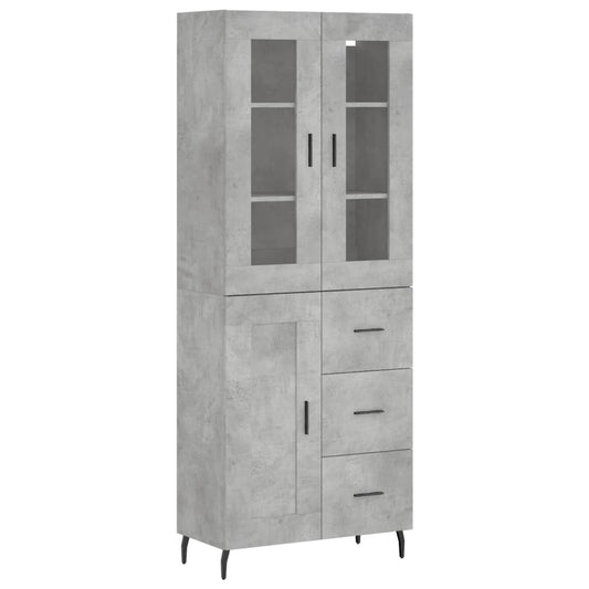 vidaXL Highboard Concrete Grey 69,5x34x180 cm Engineered Wood