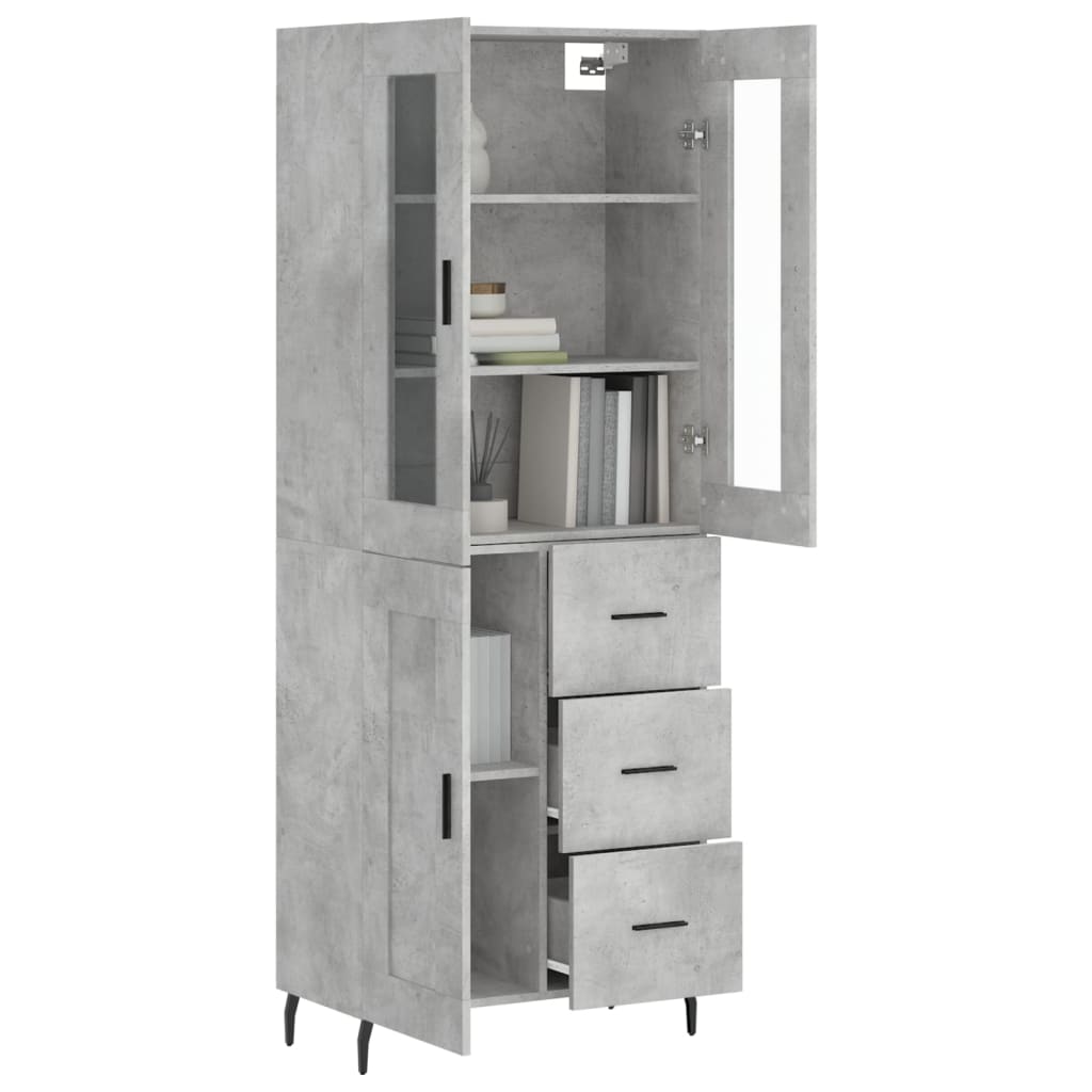 vidaXL Highboard Concrete Grey 69.5x34x180 cm Engineered Wood