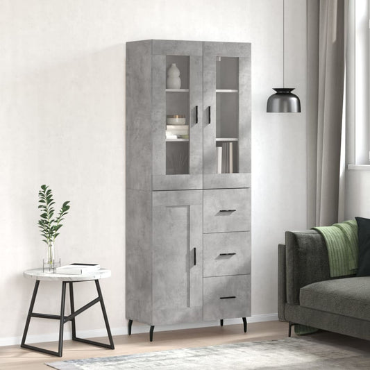 vidaXL Highboard Concrete Grey 69,5x34x180 cm Engineered Wood