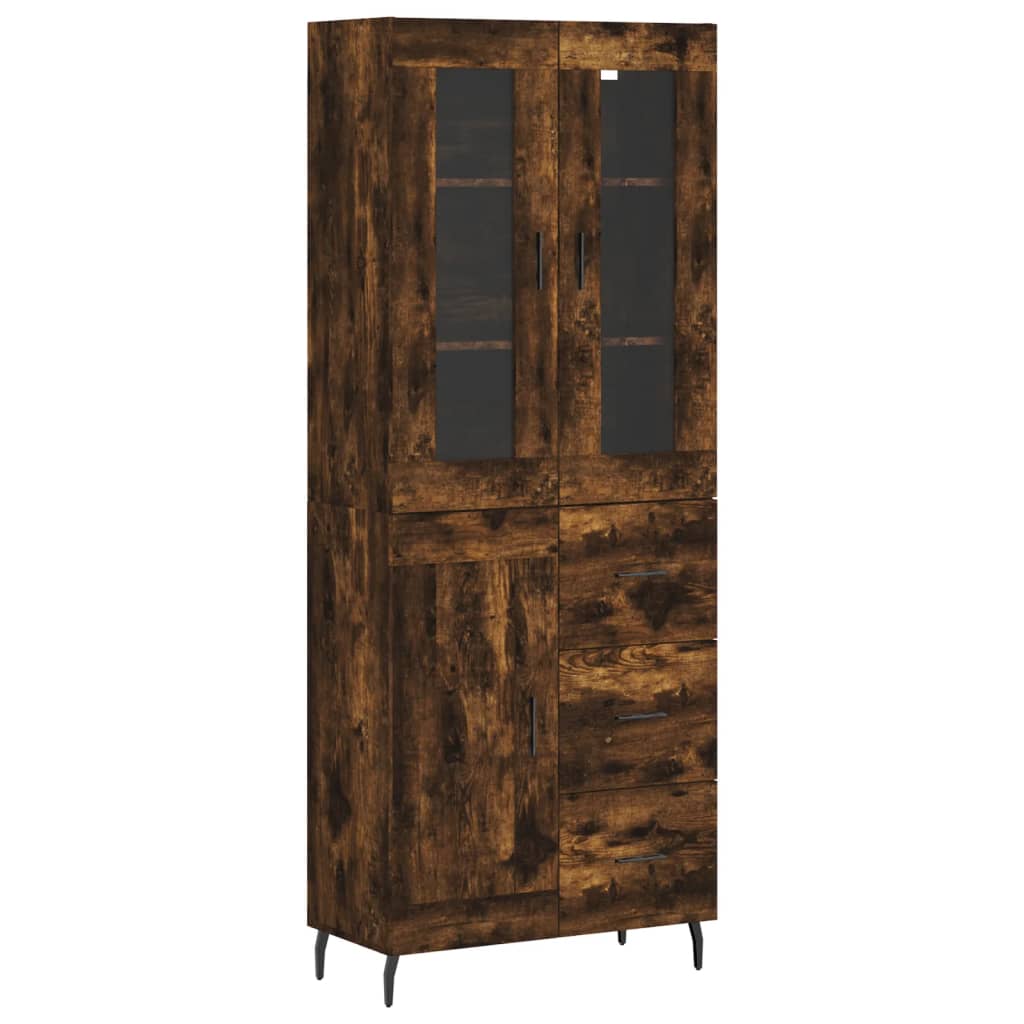 vidaXL Highboard Smoked Oak 69,5x34x180 cm Engineered Wood