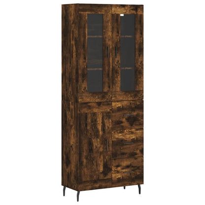 vidaXL Highboard Smoked Oak 69,5x34x180 cm Engineered Wood