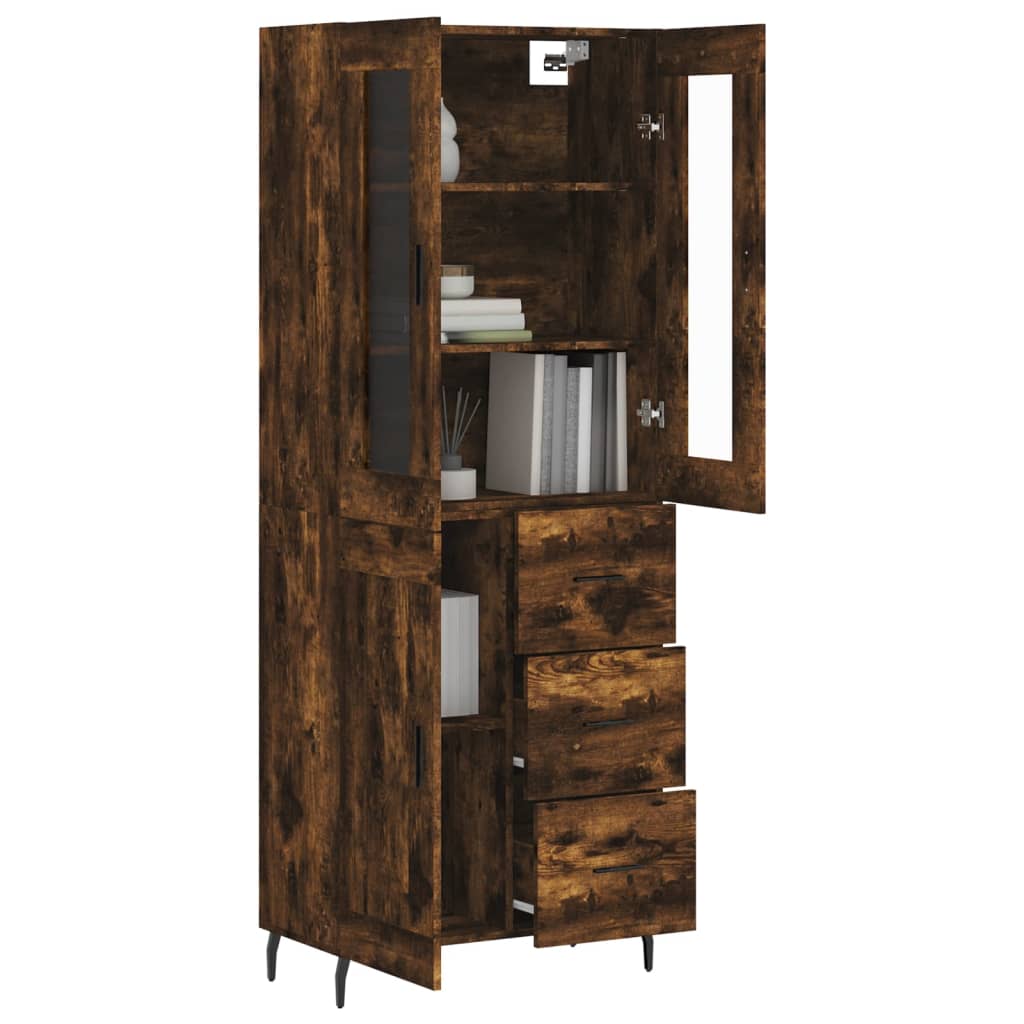 vidaXL Highboard Smoked Oak 69,5x34x180 cm Engineered Wood