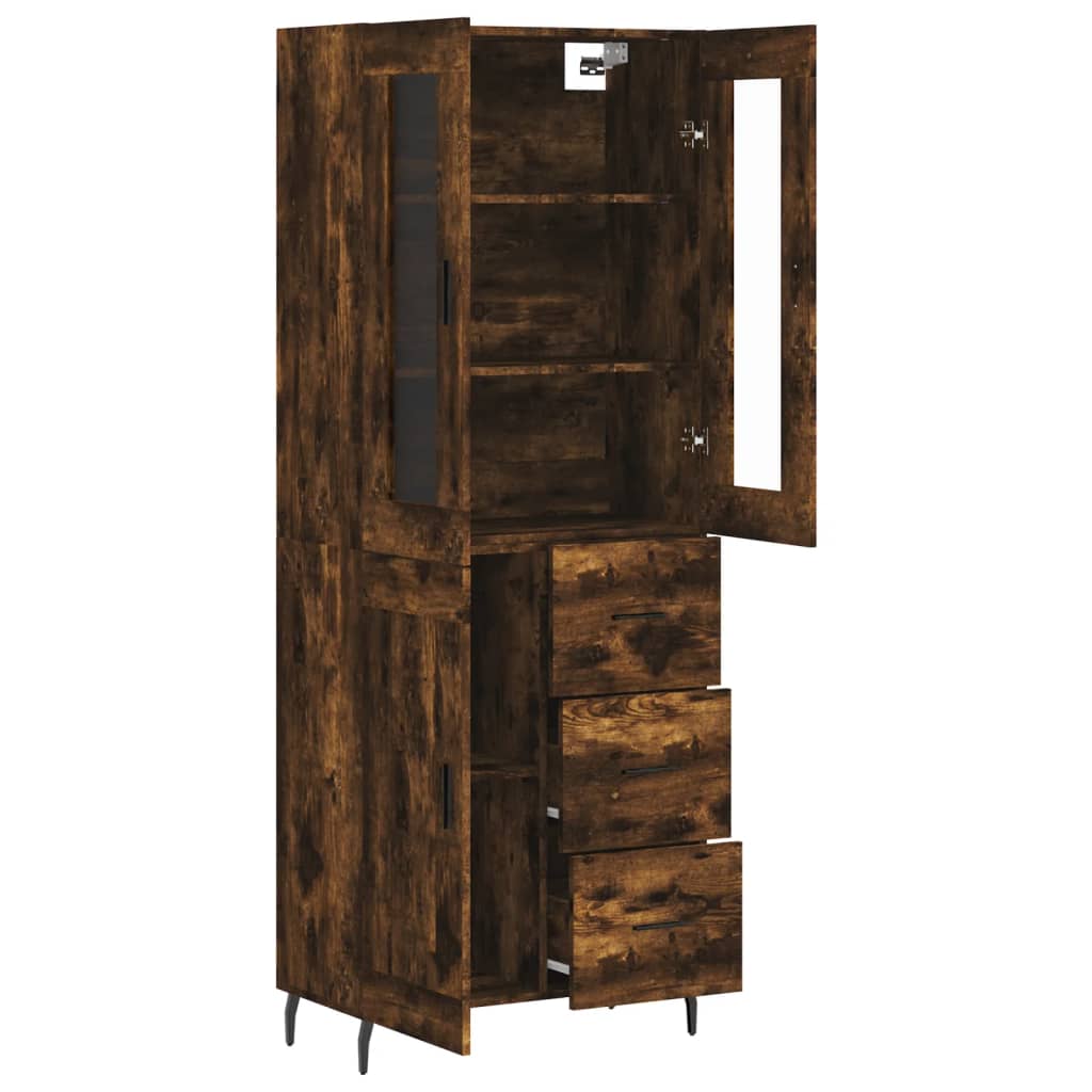 vidaXL Highboard Smoked Oak 69,5x34x180 cm Engineered Wood