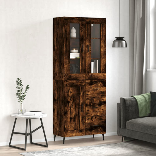 vidaXL Highboard Smoked Oak 69,5x34x180 cm Engineered Wood