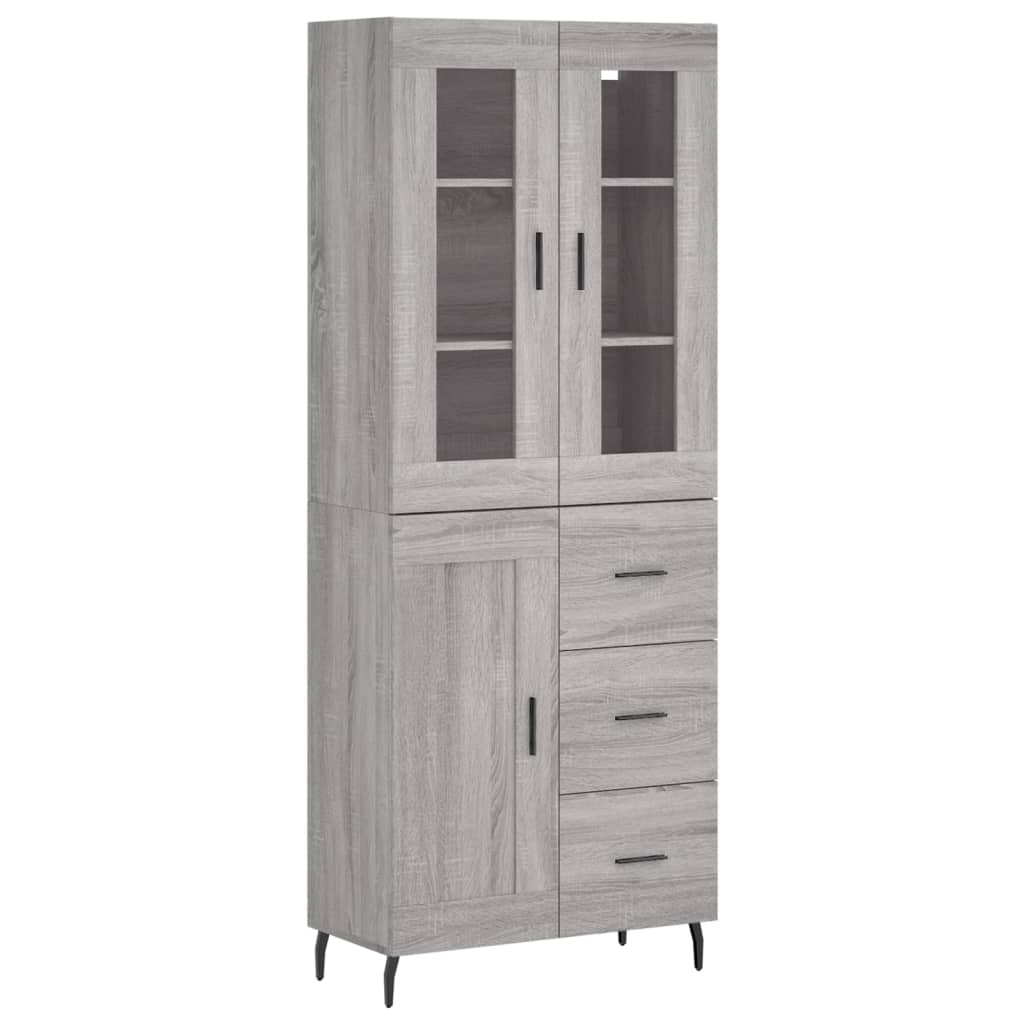 vidaXL Highboard Grey Sonoma 69,5x34x180 cm Engineered Wood