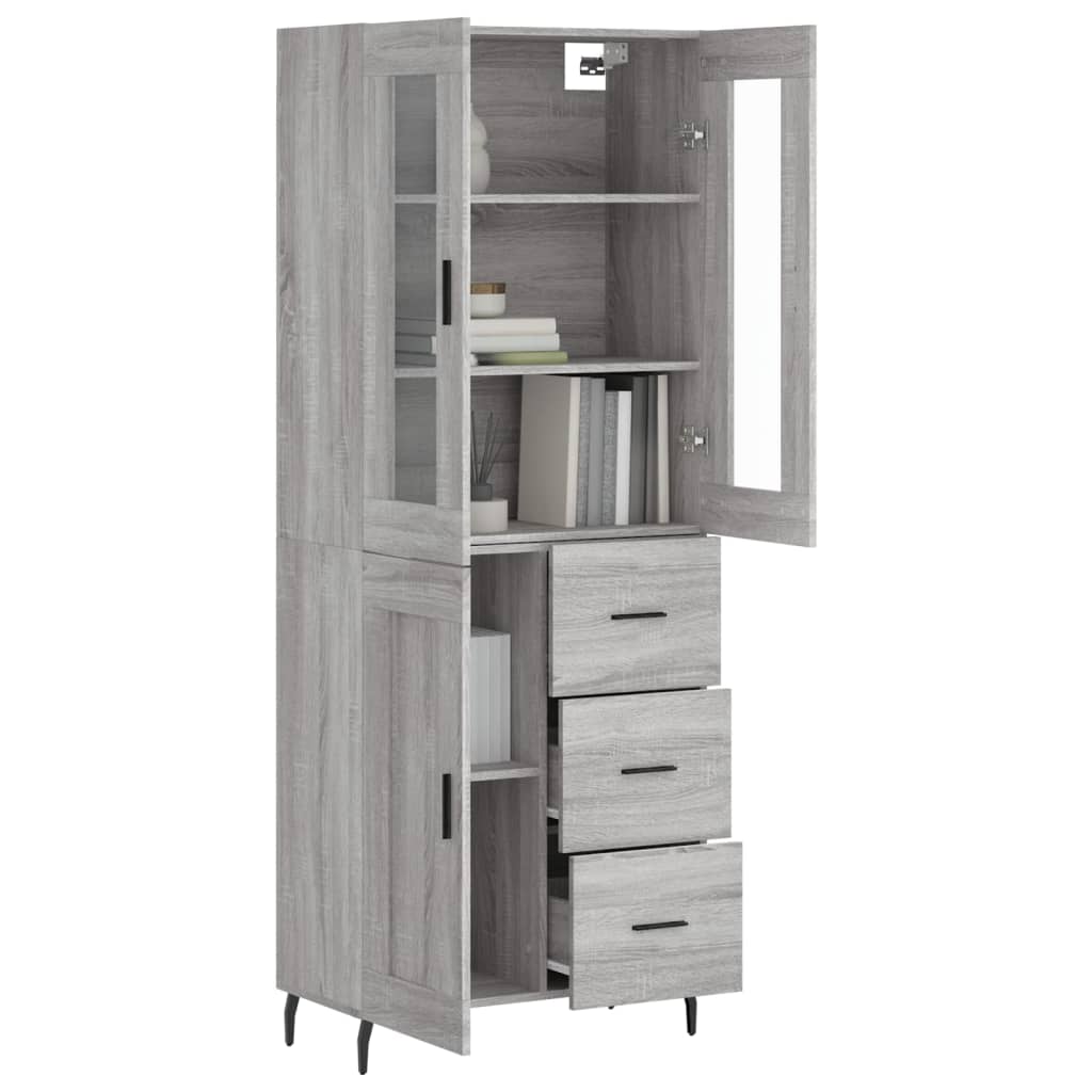 vidaXL Highboard Grey Sonoma 69,5x34x180 cm Engineered Wood