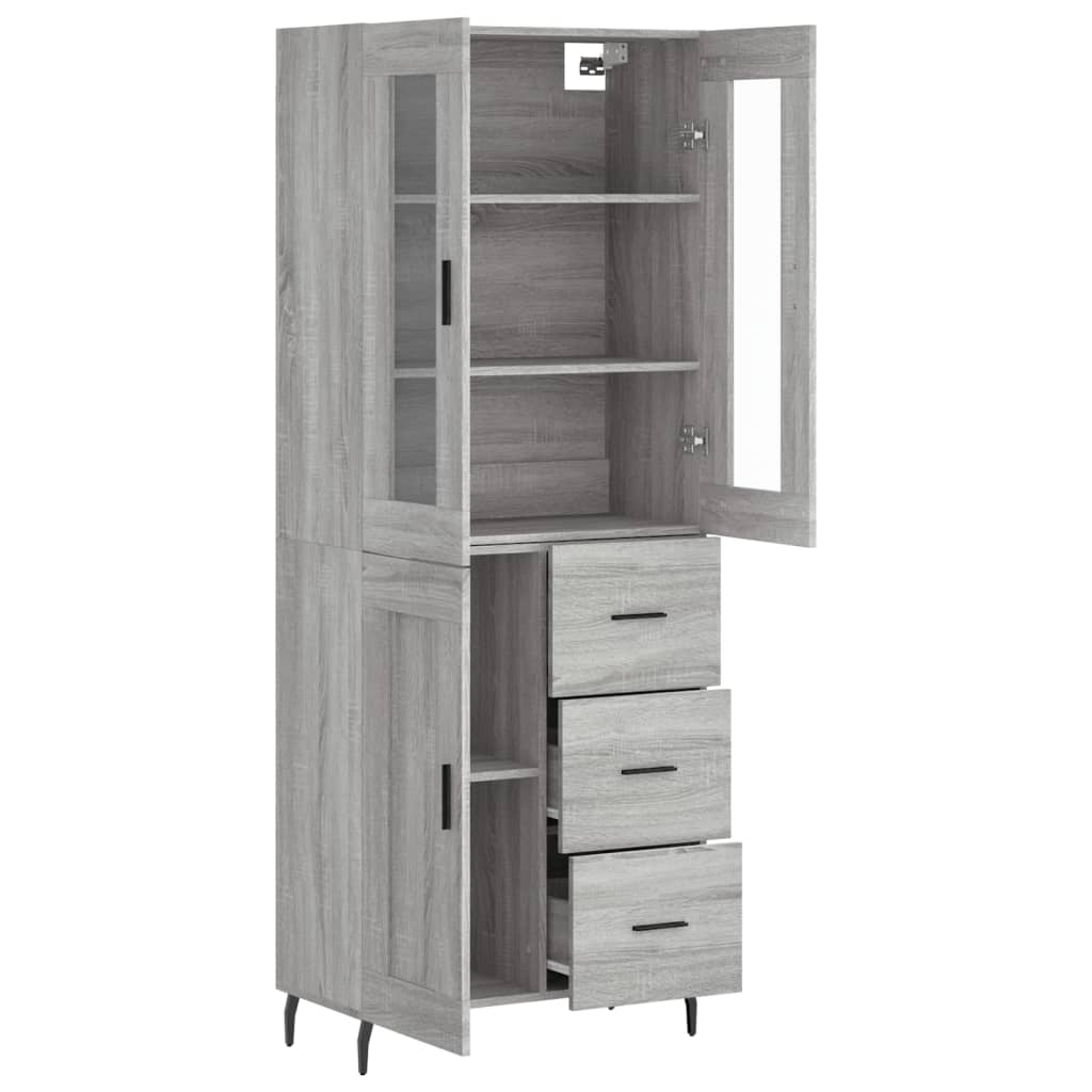 vidaXL Highboard Grey Sonoma 69,5x34x180 cm Engineered Wood