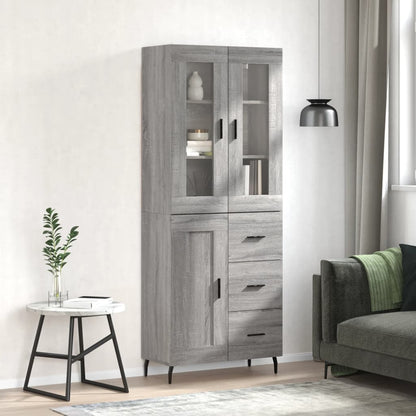 vidaXL Highboard Grey Sonoma 69,5x34x180 cm Engineered Wood