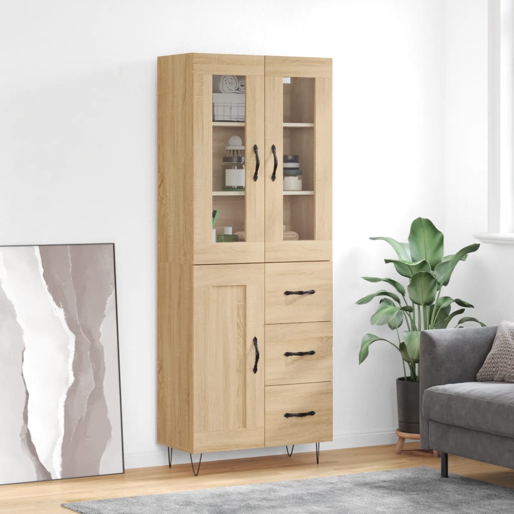 vidaXL Highboard Sonoma Oak 69,5x34x180 cm Engineered Wood