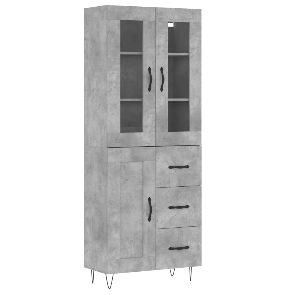 vidaXL Highboard Concrete Grey 69,5x34x180 cm Engineered Wood