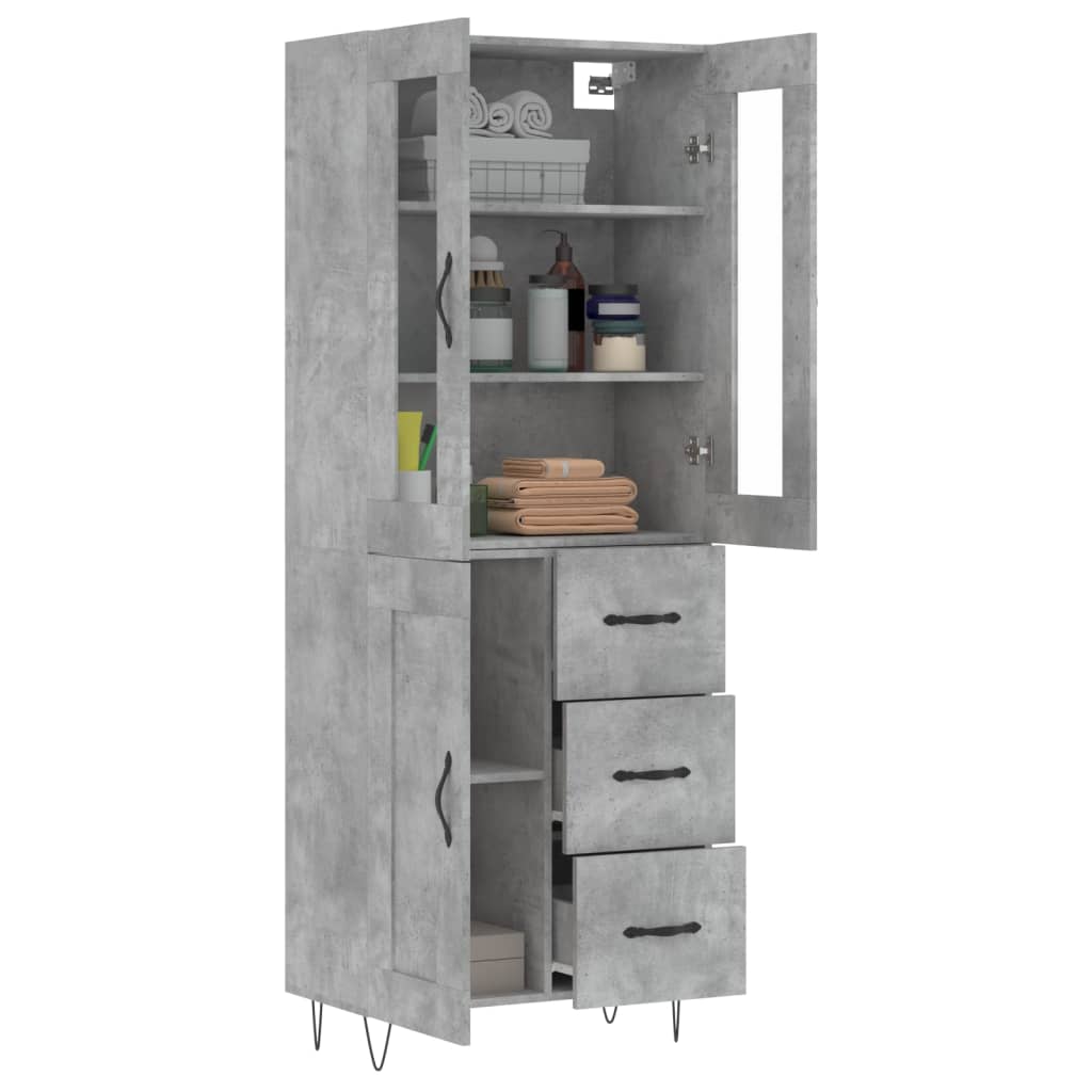vidaXL Highboard Concrete Grey 69.5x34x180 cm Engineered Wood