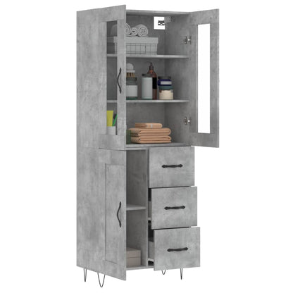 vidaXL Highboard Concrete Grey 69.5x34x180 cm Engineered Wood