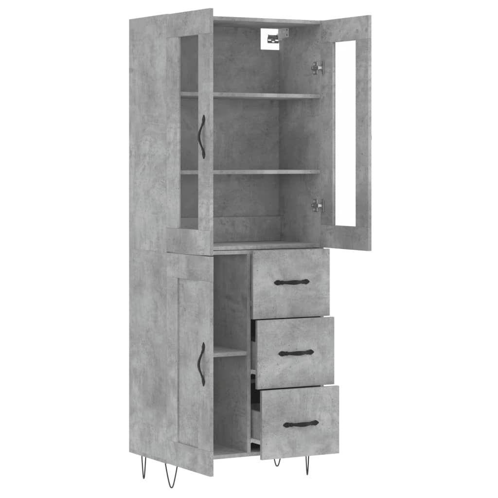 vidaXL Highboard Concrete Grey 69.5x34x180 cm Engineered Wood