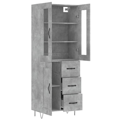 vidaXL Highboard Concrete Grey 69.5x34x180 cm Engineered Wood