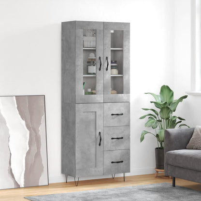 vidaXL Highboard Concrete Grey 69,5x34x180 cm Engineered Wood