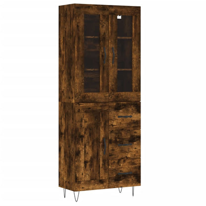 vidaXL Highboard Smoked Oak 69,5x34x180 cm Engineered Wood