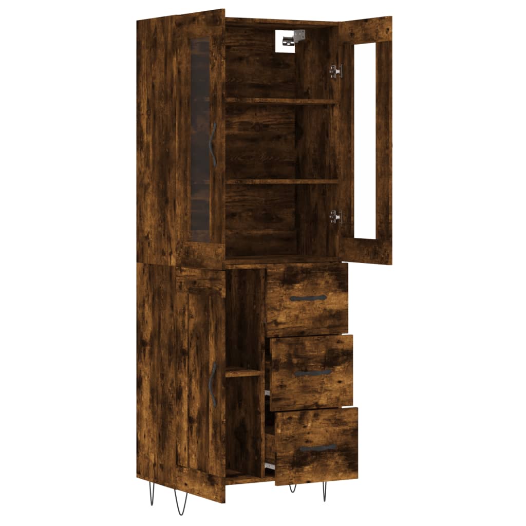 vidaXL Highboard Smoked Oak 69,5x34x180 cm Engineered Wood