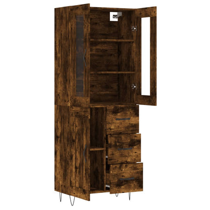 vidaXL Highboard Smoked Oak 69,5x34x180 cm Engineered Wood