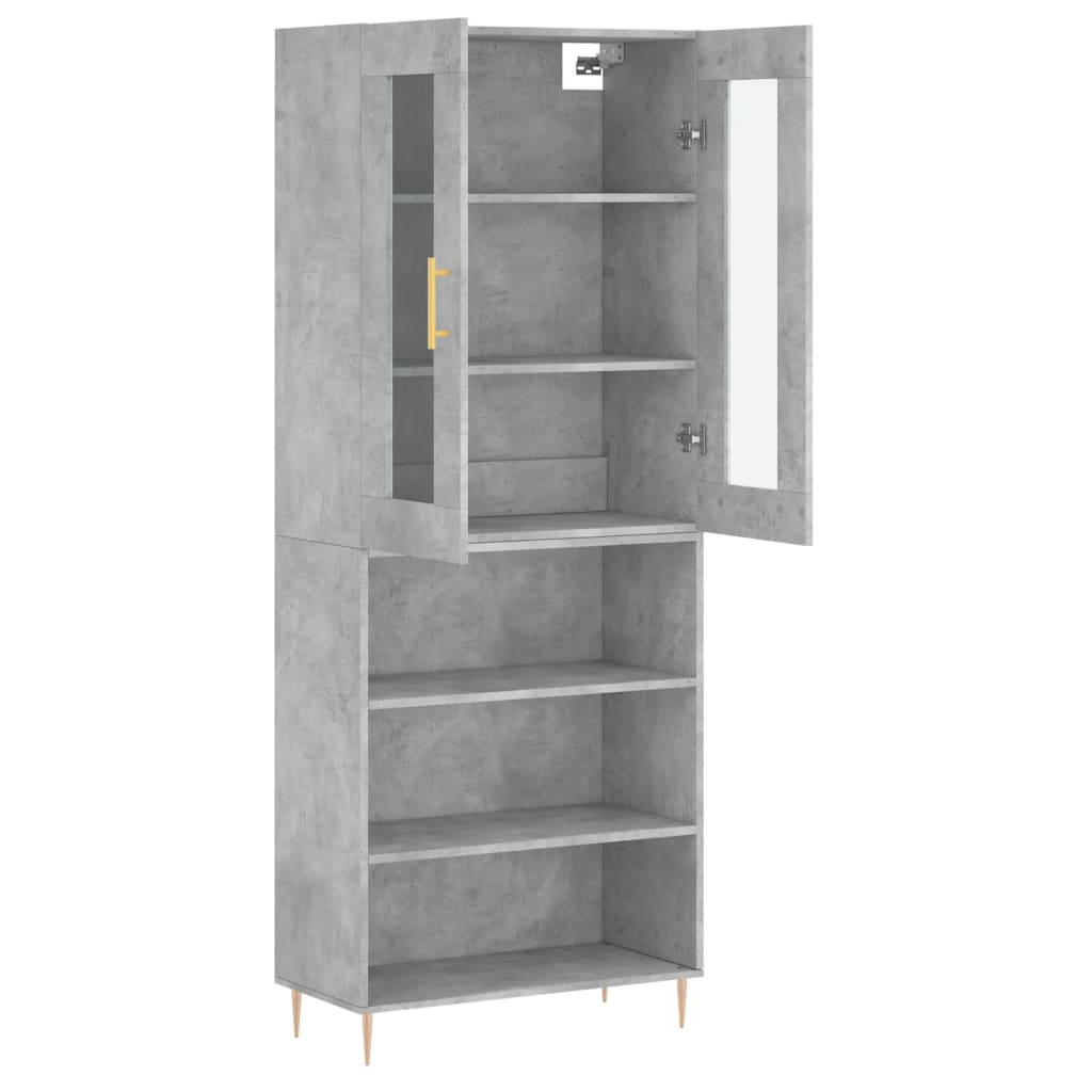 vidaXL Highboard Concrete Grey 69,5x34x180 cm Engineered Wood
