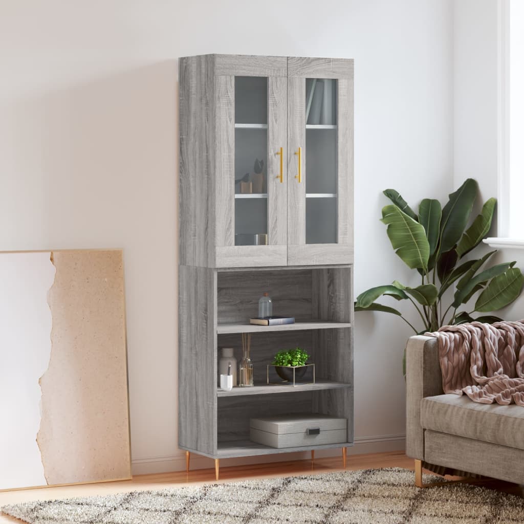 vidaXL Highboard Grey Sonoma 69.5x34x180 cm Engineered Wood