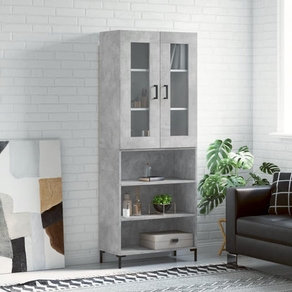 vidaXL Highboard Concrete Grey 69,5x34x180 cm Engineered Wood