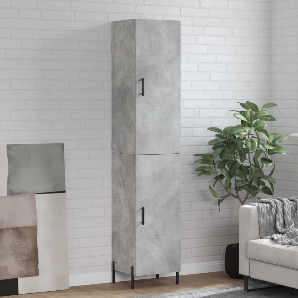 vidaXL Highboard Concrete Grey 34,5x34x180 cm Engineered Wood