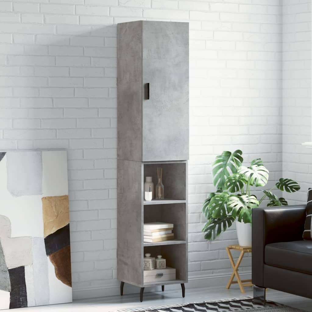 vidaXL Highboard Concrete Grey 34,5x34x180 cm Engineered Wood