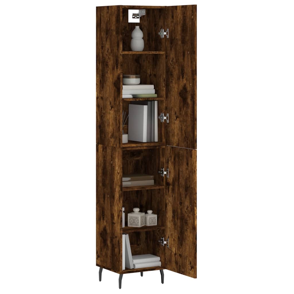 vidaXL Highboard Smoked Oak 34.5x34x180 cm Engineered Wood