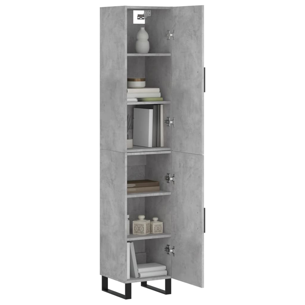 vidaXL Highboard Concrete Grey 34,5x34x180 cm Engineered Wood