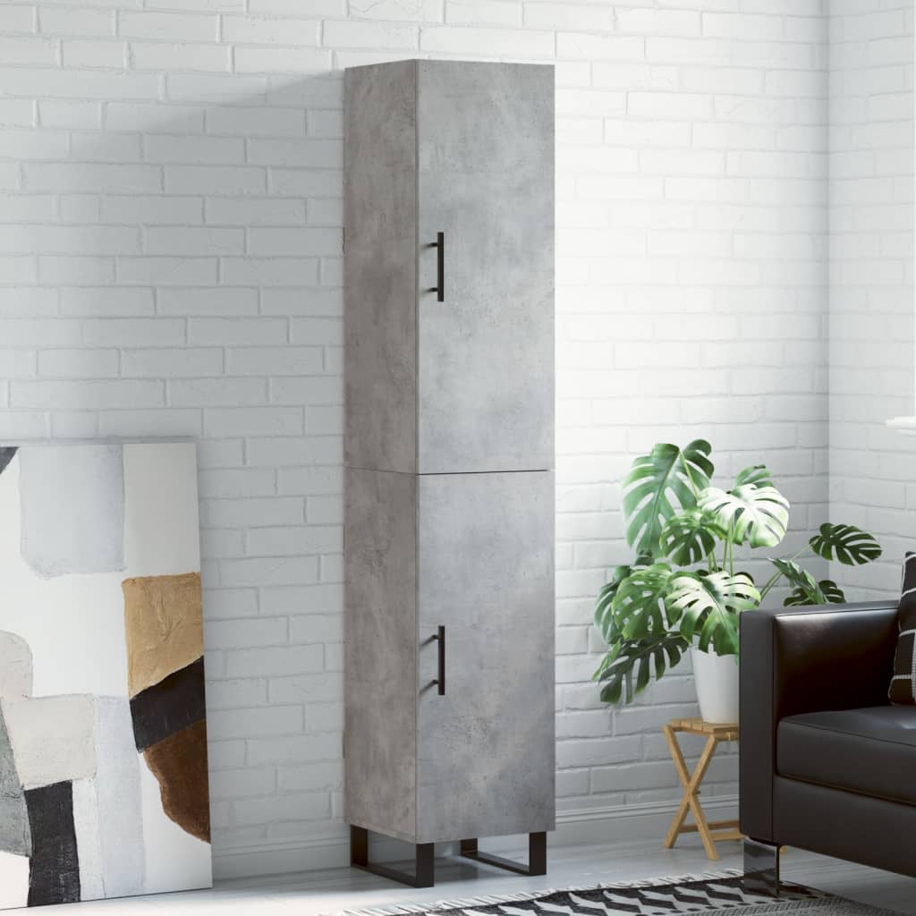 vidaXL Highboard Concrete Grey 34,5x34x180 cm Engineered Wood