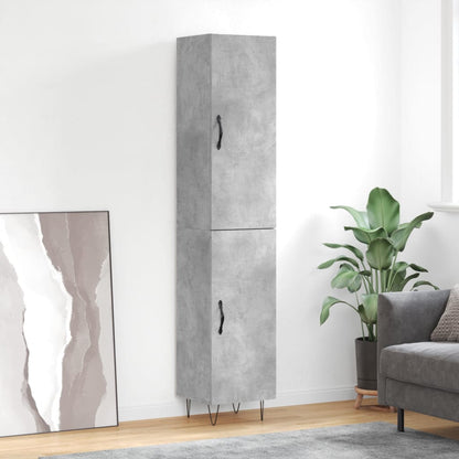 vidaXL Highboard Concrete Grey 34.5x34x180 cm Engineered Wood