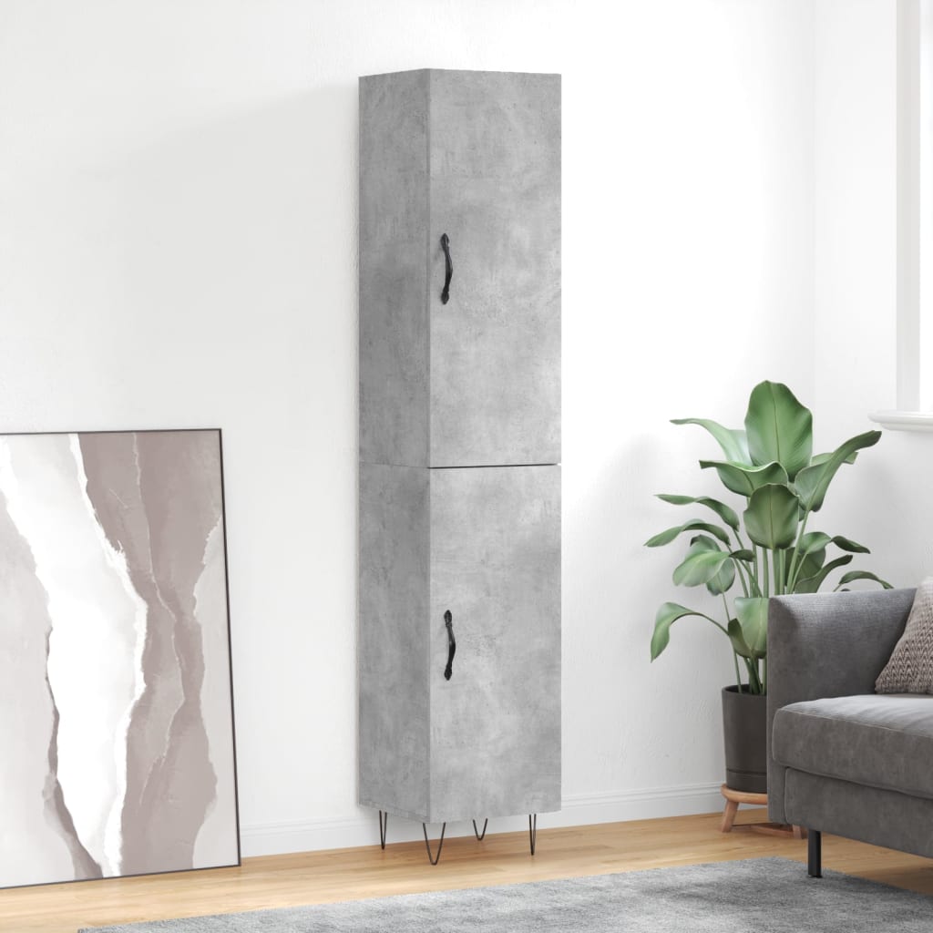 vidaXL Highboard Concrete Grey 34.5x34x180 cm Engineered Wood