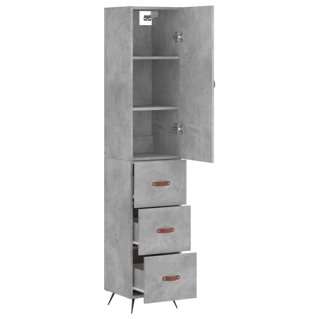 vidaXL Highboard Concrete Grey 34,5x34x180 cm Engineered Wood