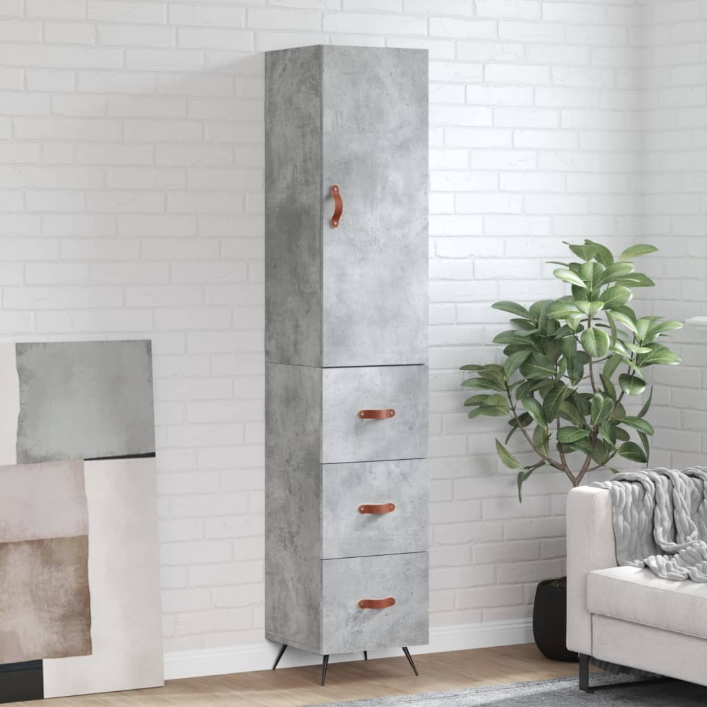 vidaXL Highboard Concrete Grey 34,5x34x180 cm Engineered Wood