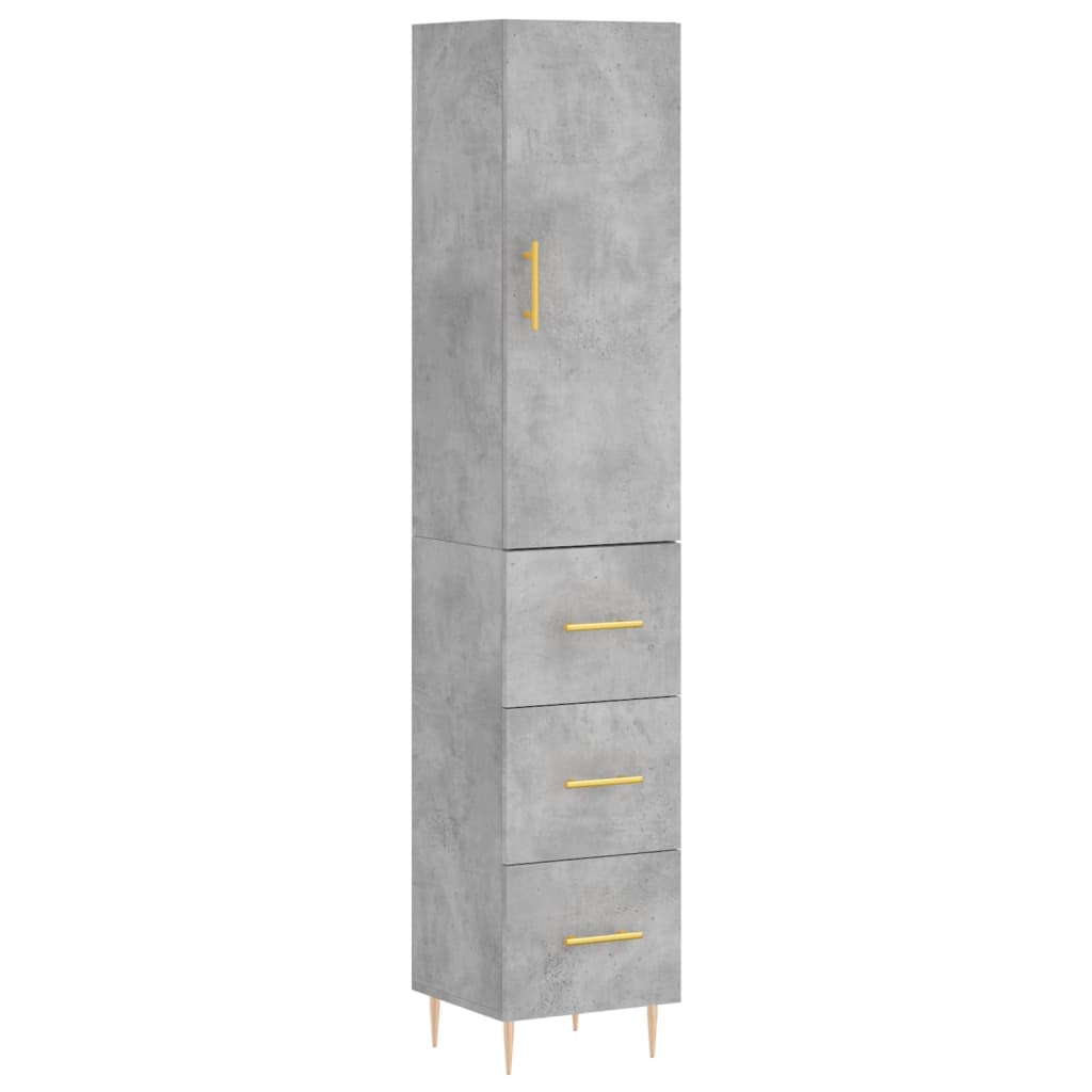 vidaXL Highboard Concrete Grey 34,5x34x180 cm Engineered Wood