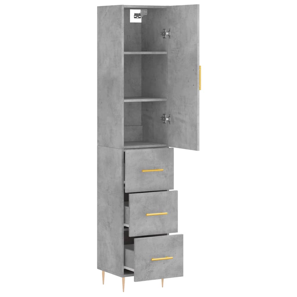 vidaXL Highboard Concrete Grey 34,5x34x180 cm Engineered Wood