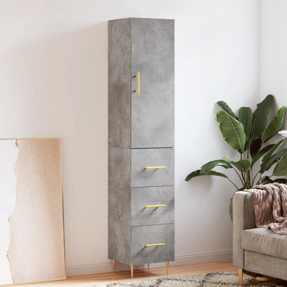 vidaXL Highboard Concrete Grey 34,5x34x180 cm Engineered Wood